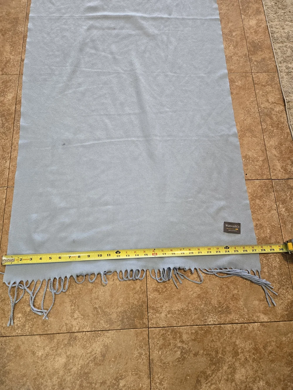 Watson & Co 100% Cashmere Fringe Scarf Shawl Wrap Light Powder Blue Unisex